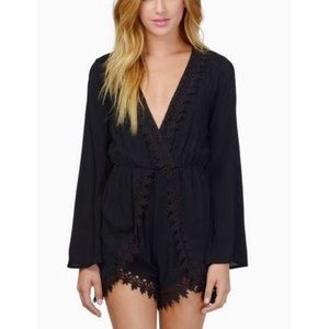 Lace Trimmed Black Romper